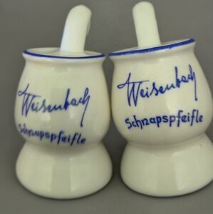 Vintage Weisenbach Schnapps Sipping Pipes | German Porcelain Set of 2